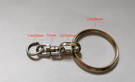 Llavero con quitavueltas, exterior Ø28mm. Con anilla ref. 320760000