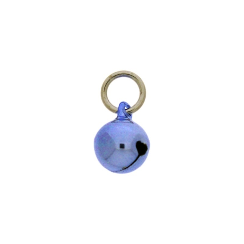 Cascabel Ø 10mm color azul montado con anilla redonda Ø8x hiloØ1,2mm