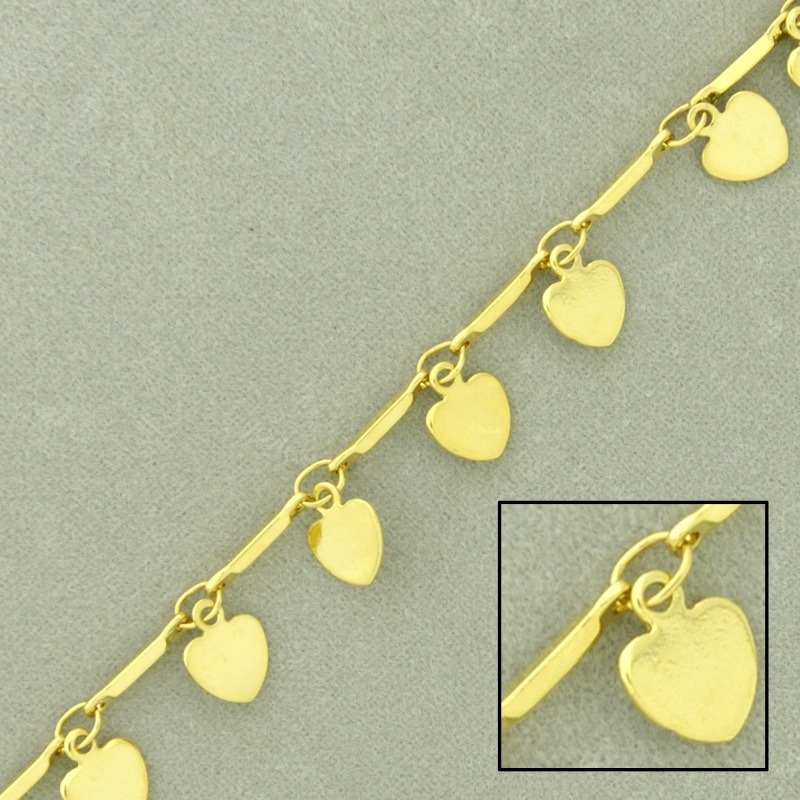 Cadena de latón colgantes corazón ancho 1,8mm