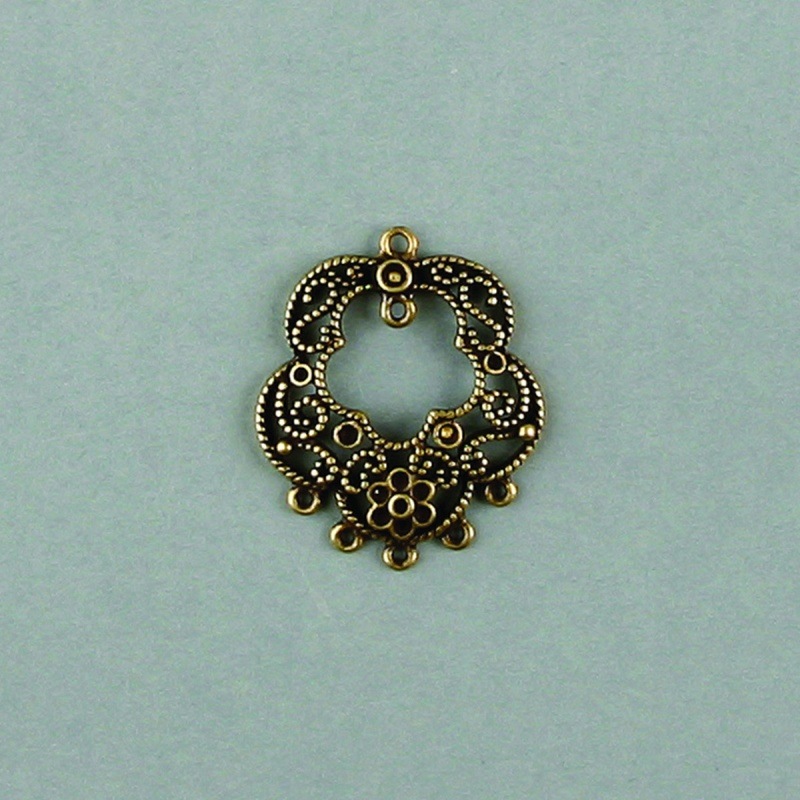 Filigree finding 38x32mm with 11 sockets to strass