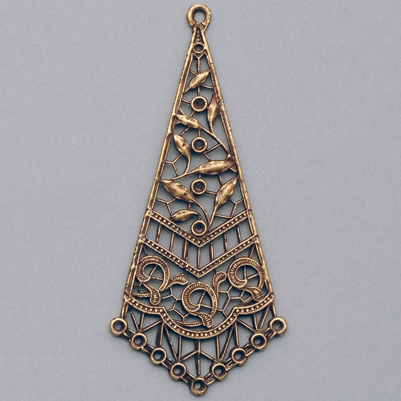 Filigree finding 70x33mm with 5 sockets to strass