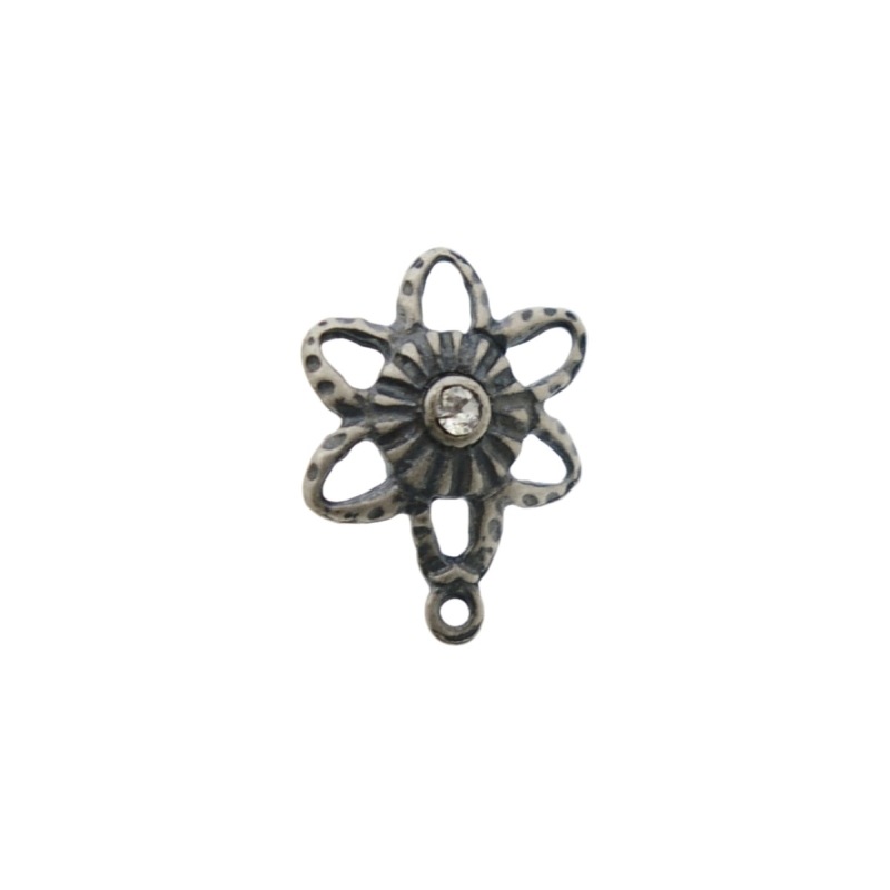 Clou d'oreille fleur Ø 11mm pour strass PP19 avec anneau
