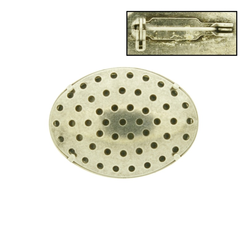 Brooch base with oval metal mesh 23x31mm
