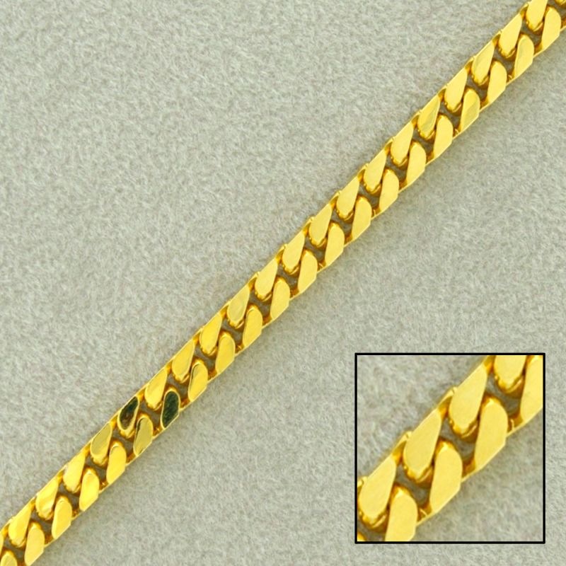 Chaîne en laiton gourmette diamantée 4 faces.  Largeur 4,2mm