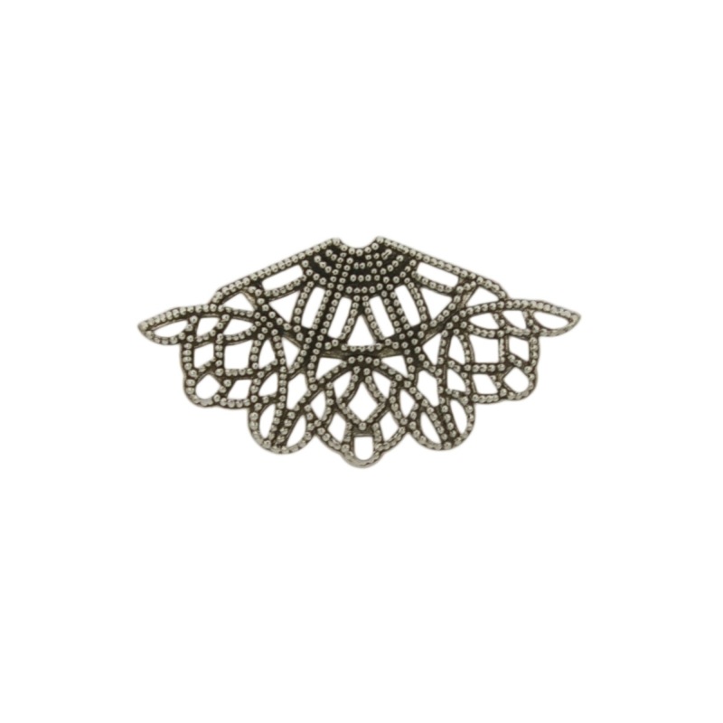 Fan shape filigree metal component 23x43mm