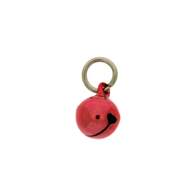 Cascabel Ø 10mm color rojo montado con anilla redonda Ø8x hiloØ1,2mm
