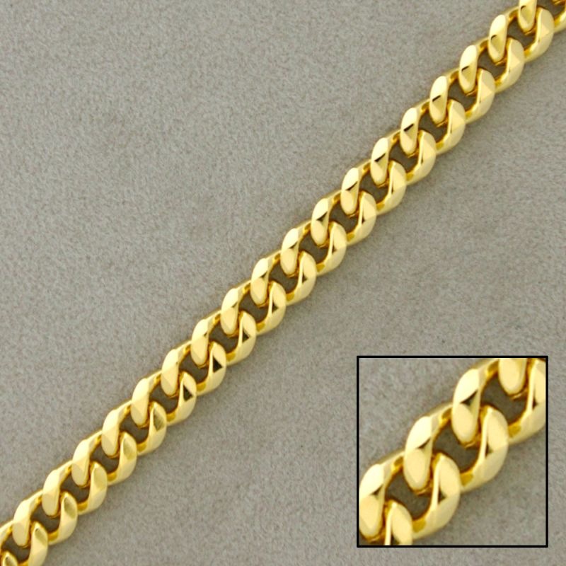 Double flat curb brass chain width 4,9mm