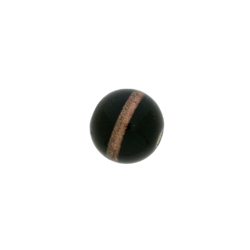Smooth ball Ø12mm black colour with decorative band gold tone. With two holes.