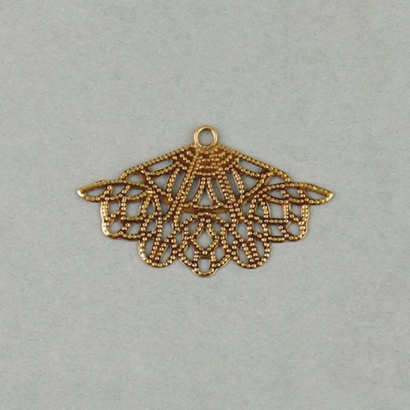Fan shape filigree metal component 1 loop 25x43mm