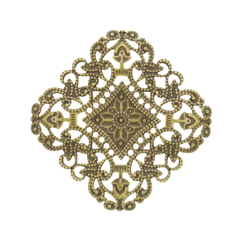 Square filigree metal component 49x49mm