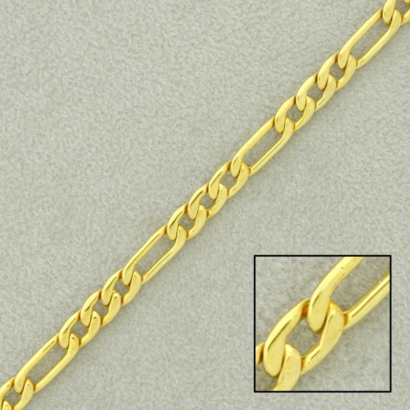 Flat figaro brass chain width 4,1mm