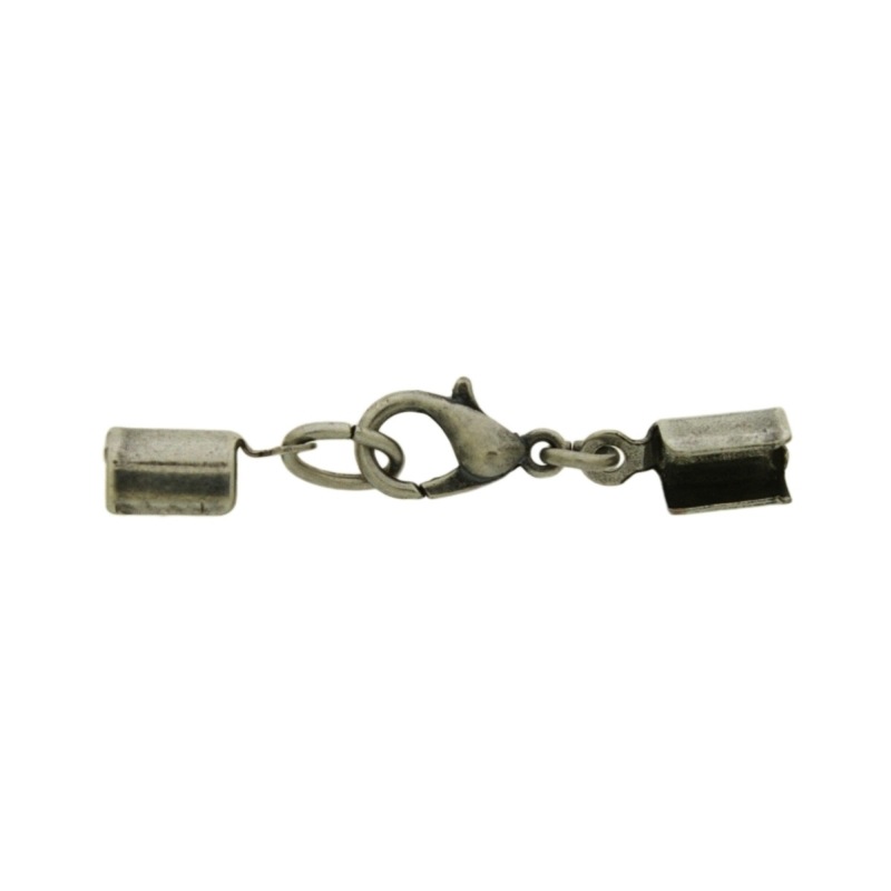 Juego cierre mosquetón 12mm con 2 terminales para cordón de Ø 4mm