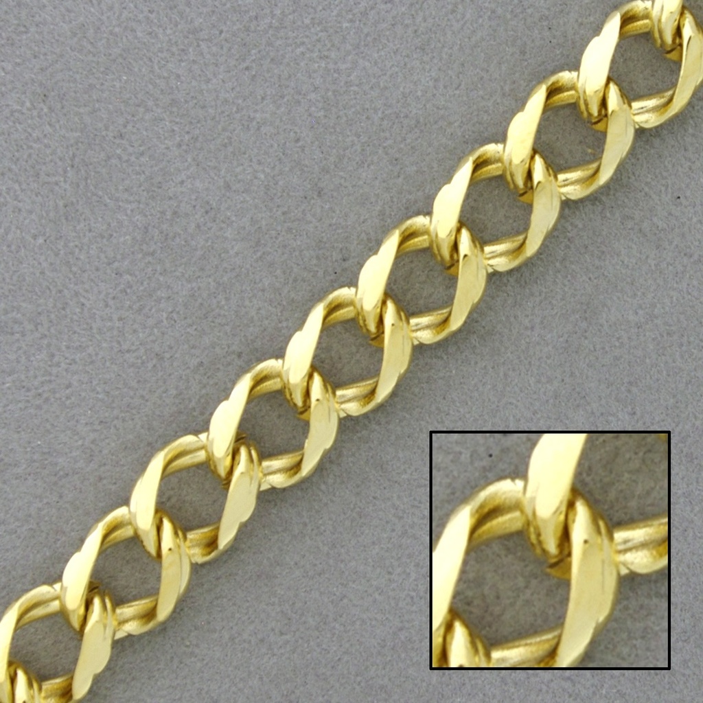 Flat curb brass chain width 9mm