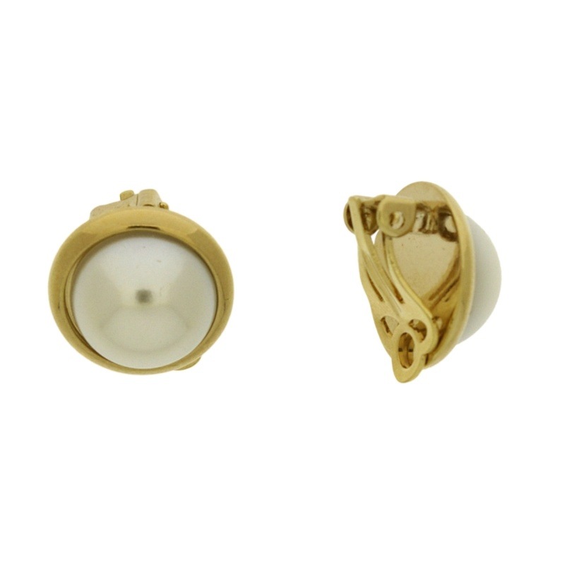 Boucle d'oreille clip avec demi perle Ø12mm