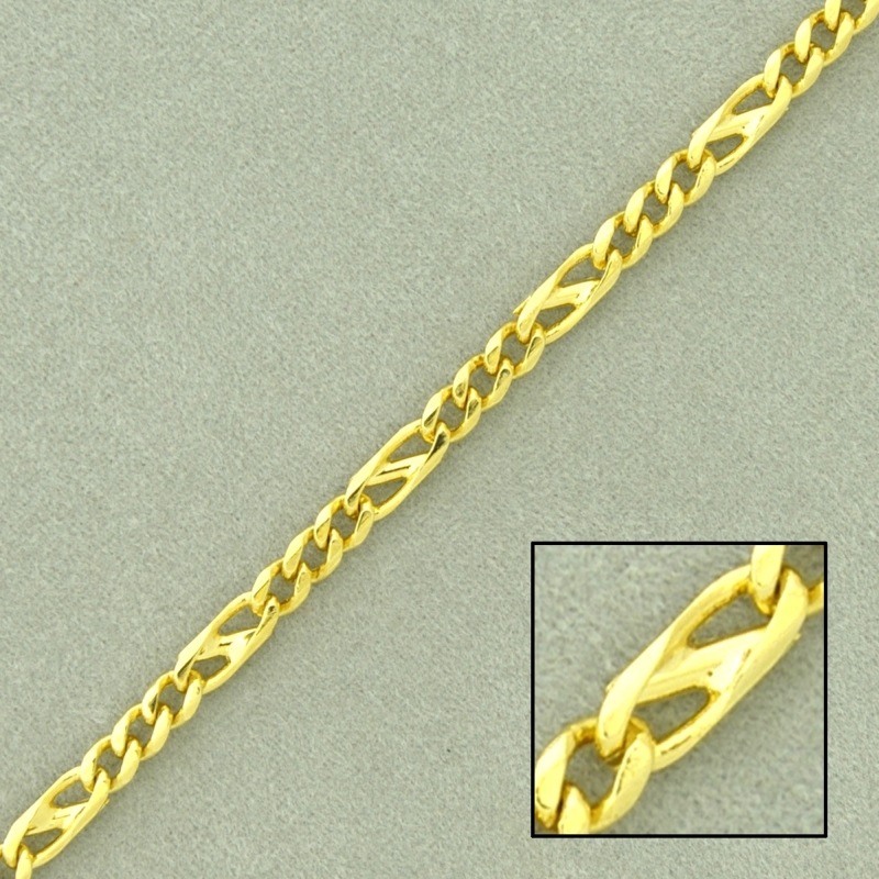 Chaîne en laiton figaro laminée largeur 3,1mm