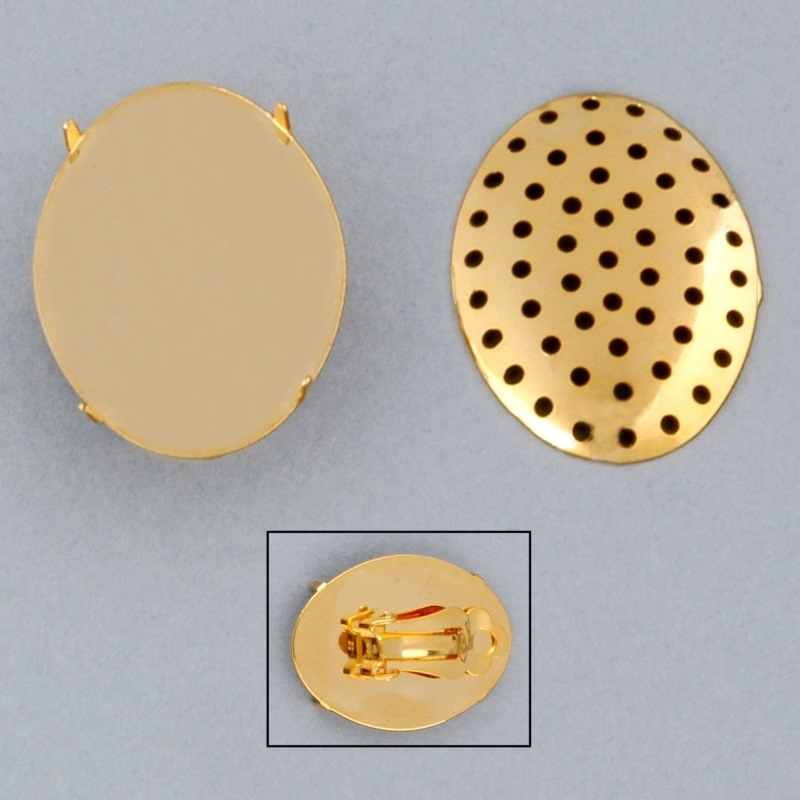 [636030000] Boucle d'oreille clip et grille ovale 22x30mm.