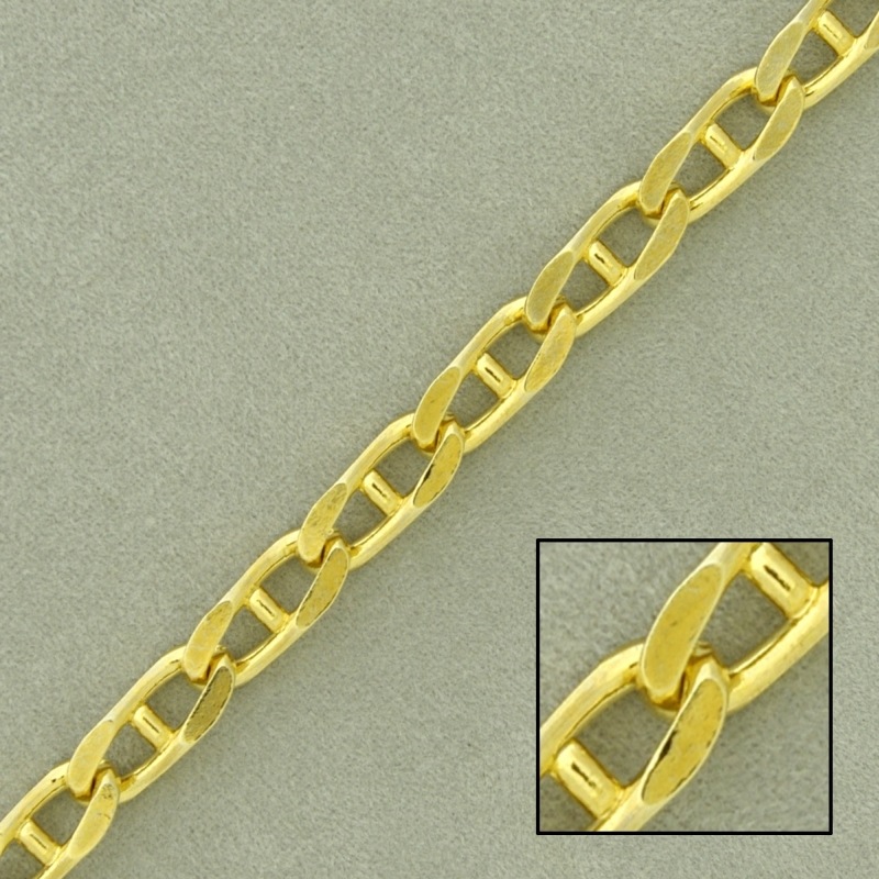 Flat link anchor brass chain width 4,5mm