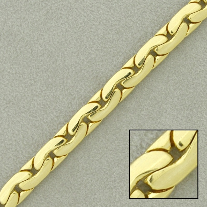 Flat curb brass chain width 5,7mm