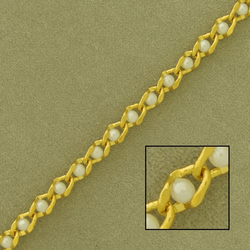 Cadena de latón con perla ancho 4mm
