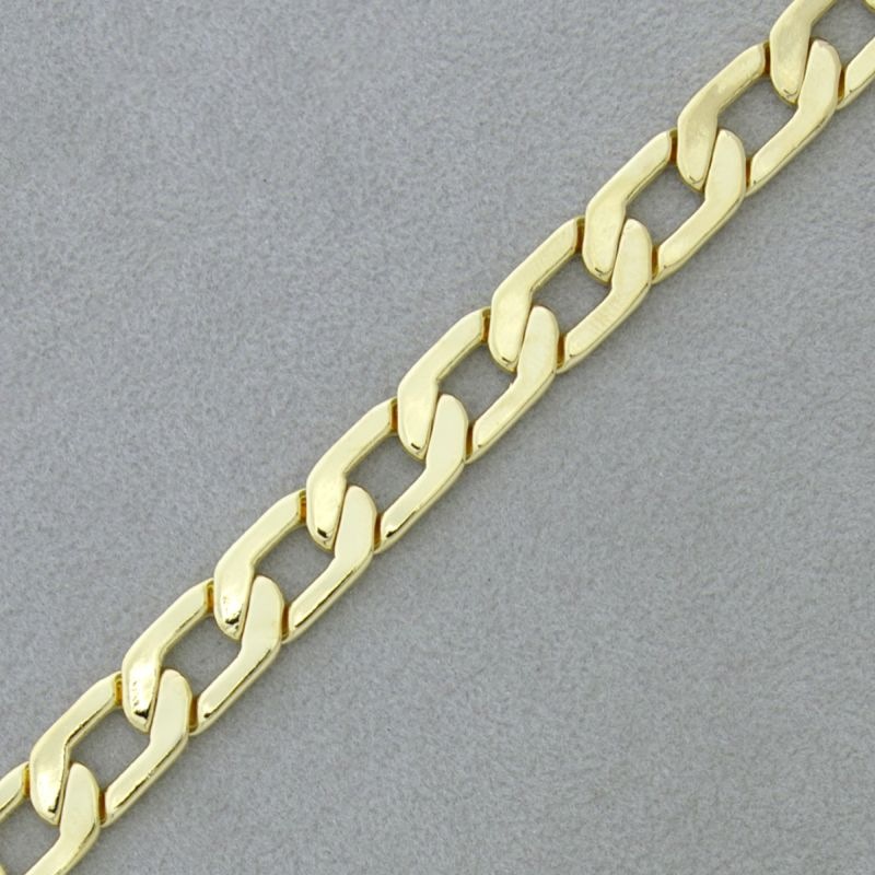 Flat curb brass chain width 7,4mm