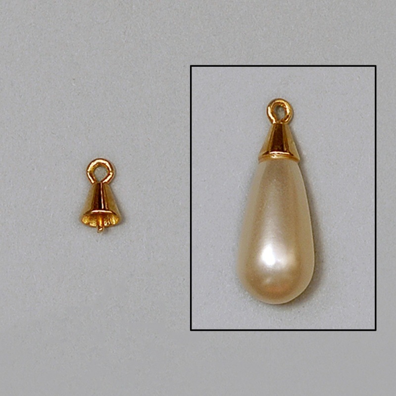 Campanillo cónico 4x4mm con espigón para perlas lágrima