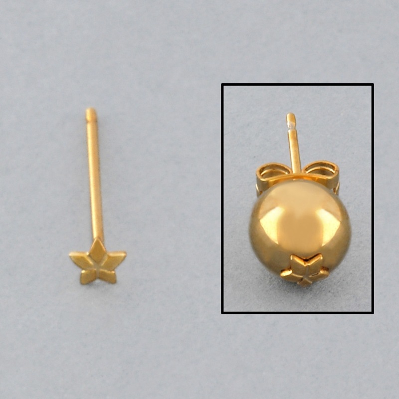 Clou d'oreille étoile Ø3,8mm pour perle 6 - 12mm