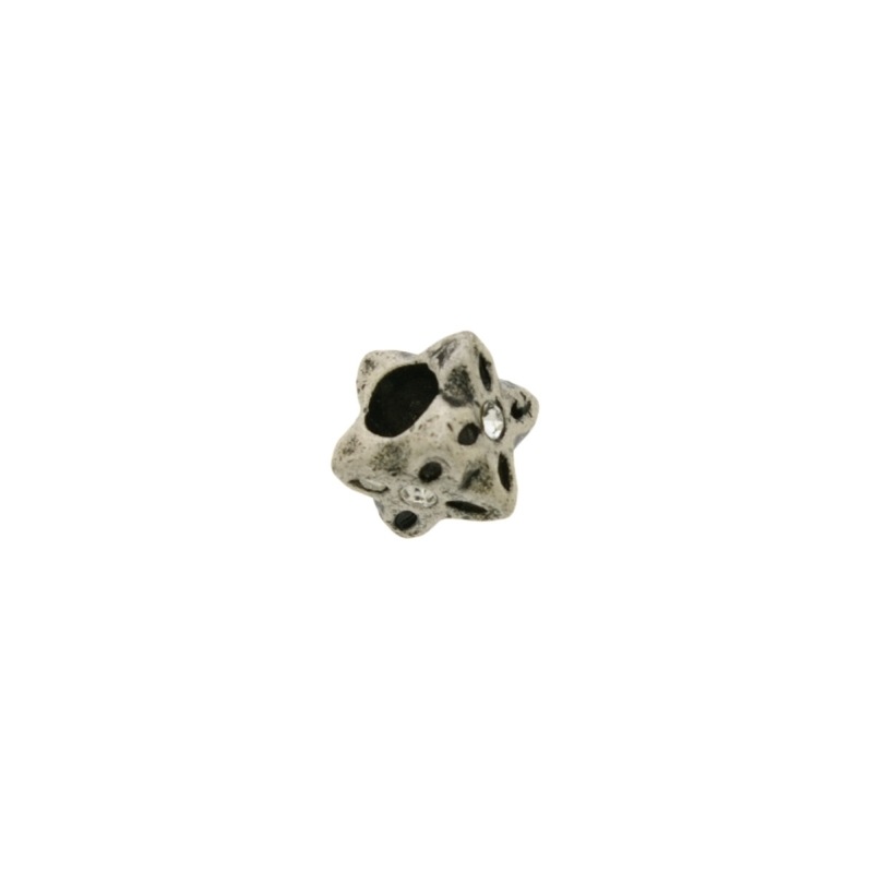 [126490600] Cube metal bead 9x8mm with strass. Hole Ø 5mm.