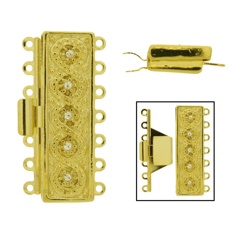 Fermoir de collier 7 rangs 36x18mm 7 rangs avec strass