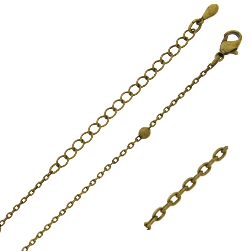 Choker necklace 47 cms adjustable. Brass chain width 0,9mm. Ball Ø 3,2mm