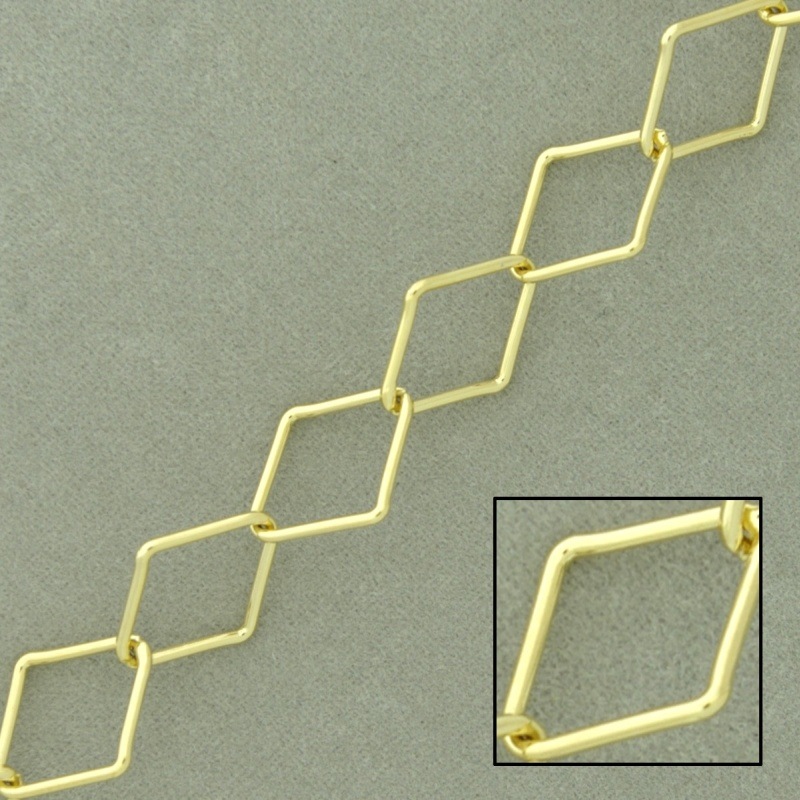 Cadena de latón eslabón rombo ancho 10,3mm