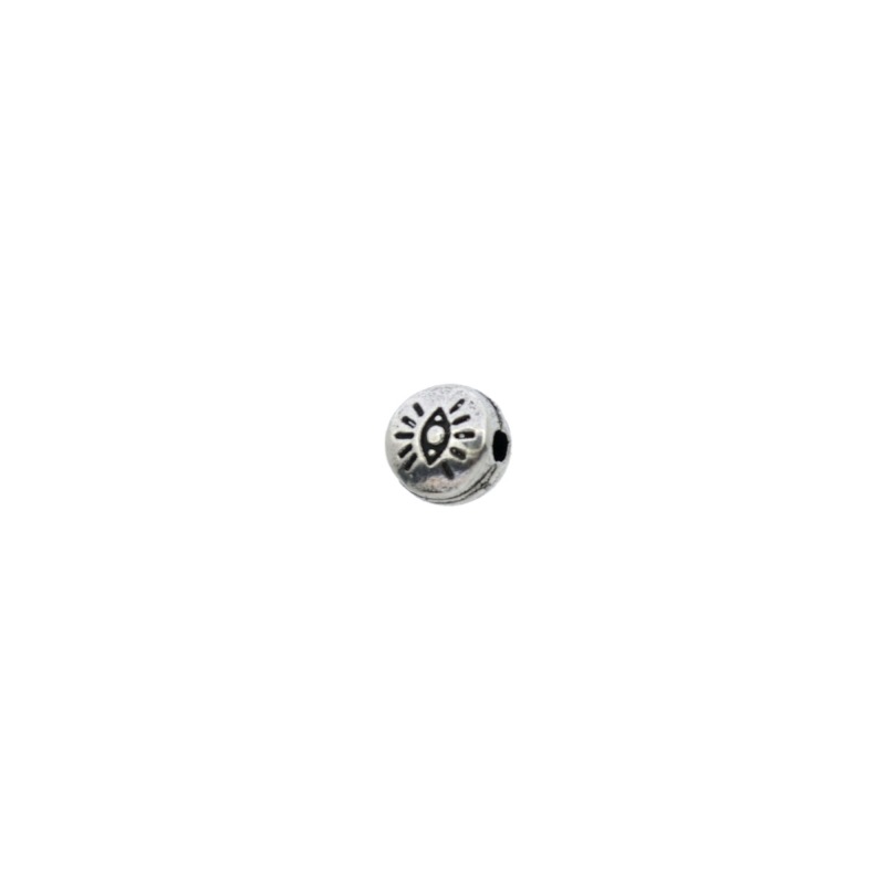 Metal bead Ø 6mm. Hole Ø 1,5mm