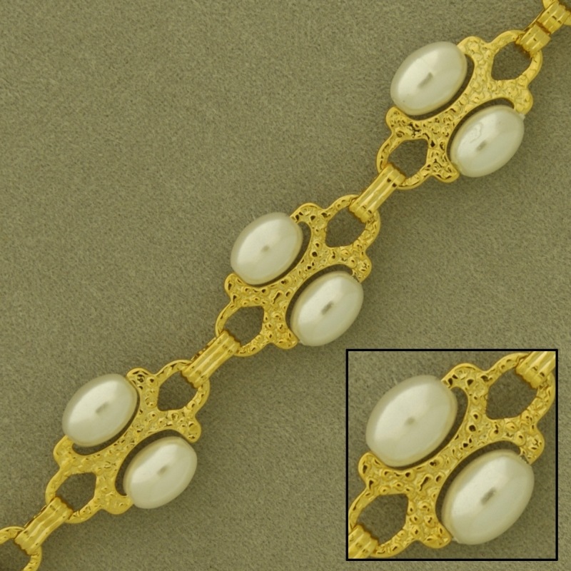 Cadena de latón con perla ancho 12,2mm