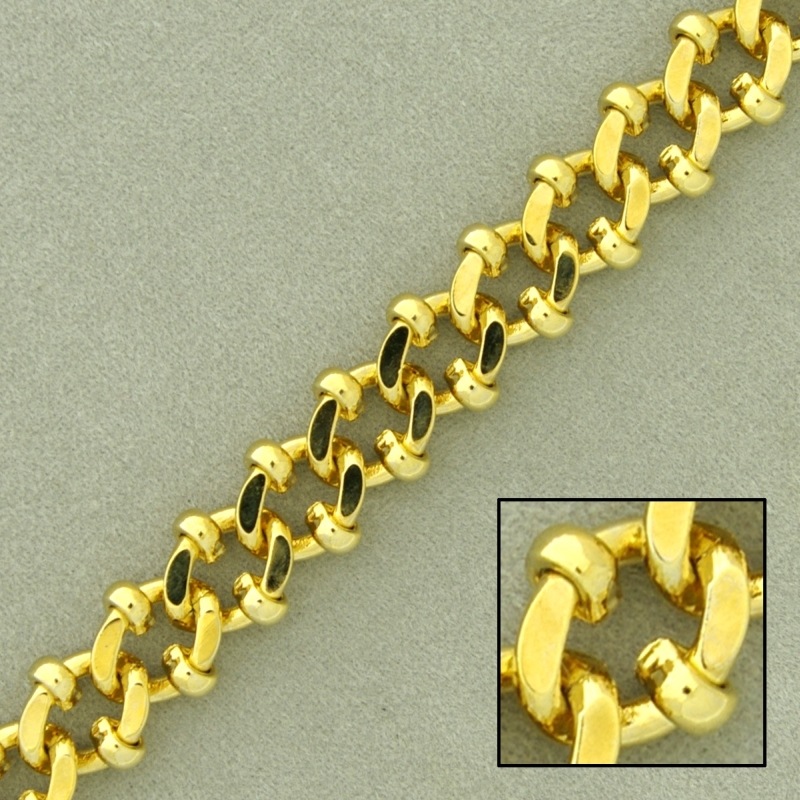 Flat curb brass chain width 11mm