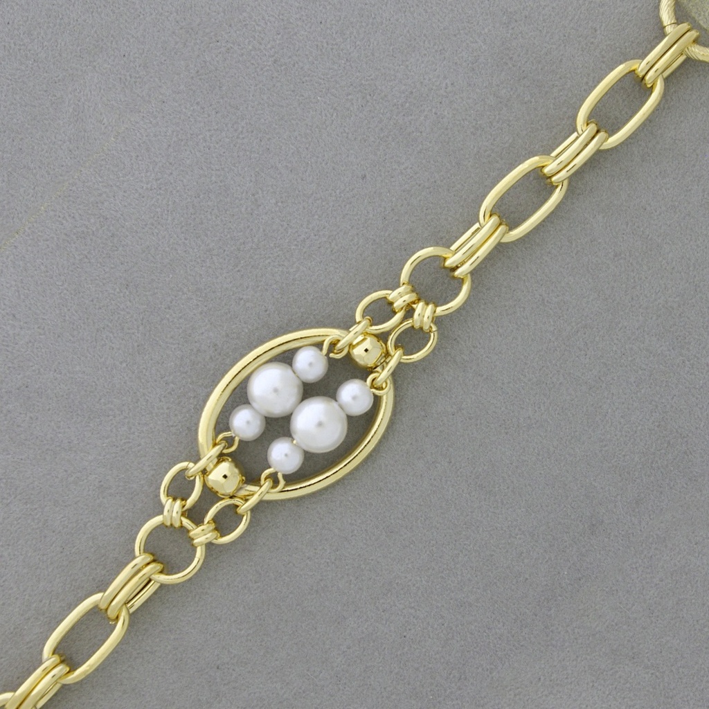 Cadena de hierro anchura cadena 8,5mm, anchura adorno con perla 23mm