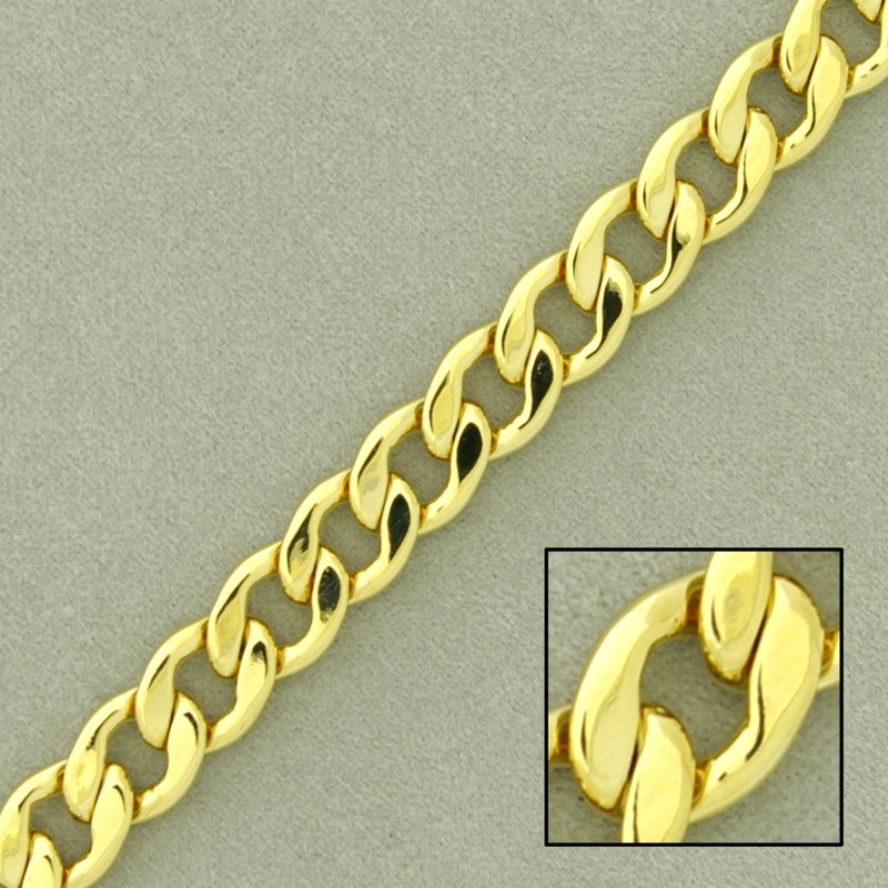 Flat curb brass chain width 6,7mm