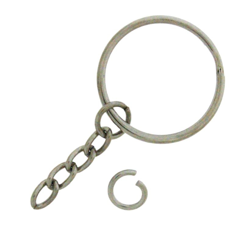 Anilla de llavero exterior Ø 25mm con cadena y anilla redonda