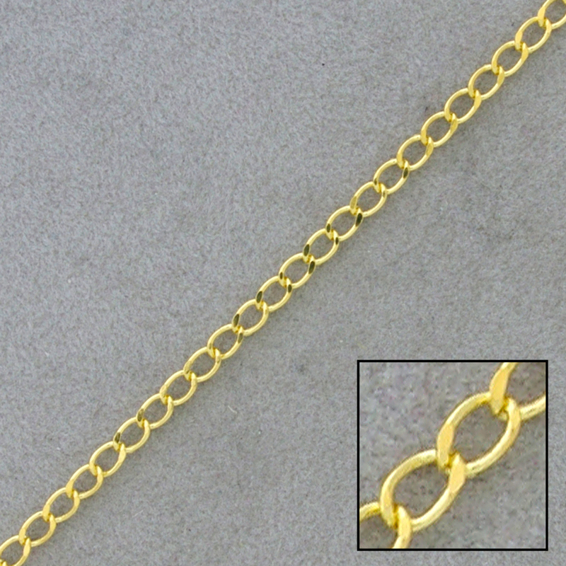 Curb brass chain 2 faces filed width 2.6mm