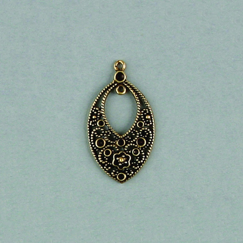 Filigree finding 45x25mm with 15 sockets to strass