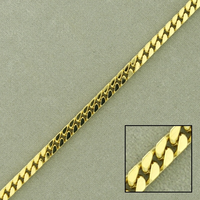Flat curb brass chain width 2,8mm