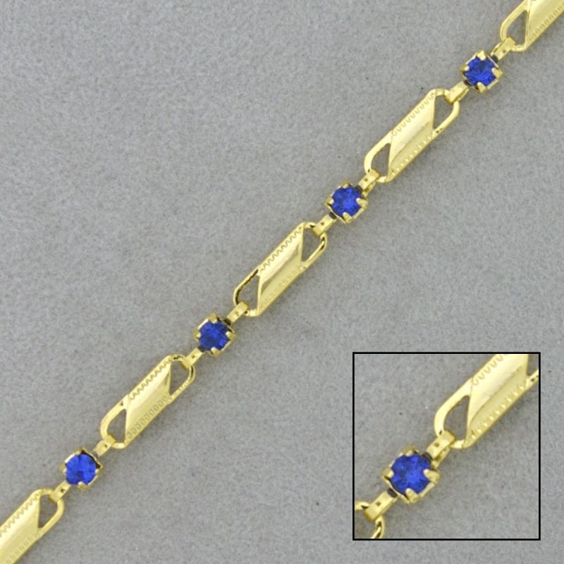 Cadena de latón ancho 3,6mm con bolas facetadas de vidrio