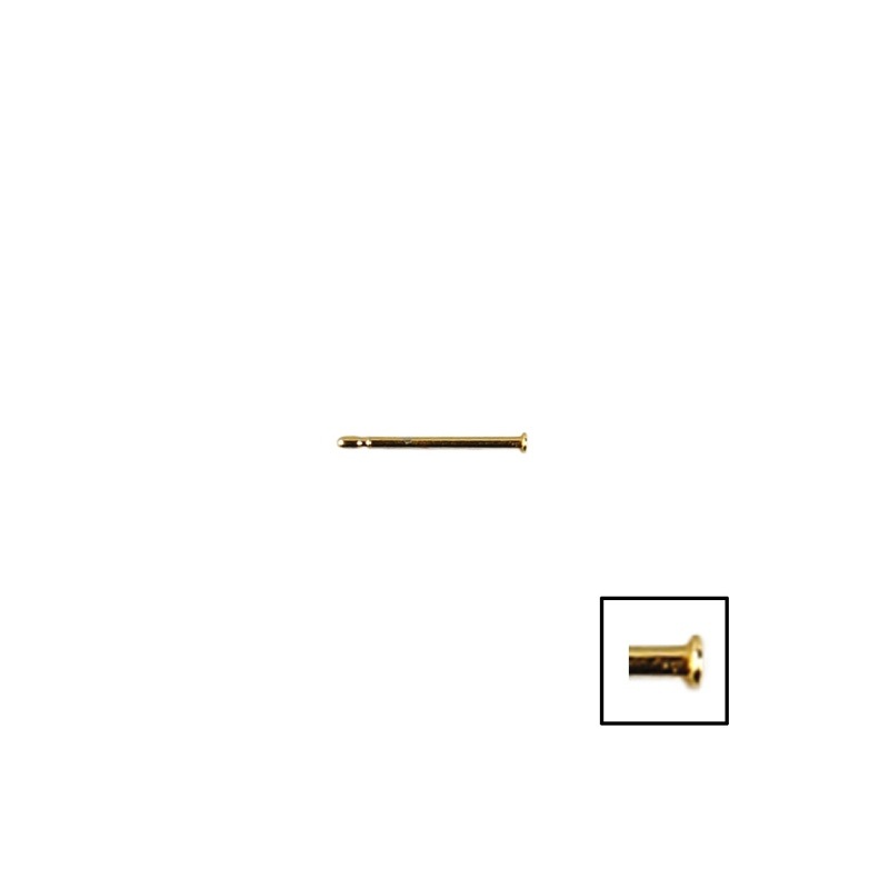 Brass earring post 0,7x10mm with Ø 1,5mm flat