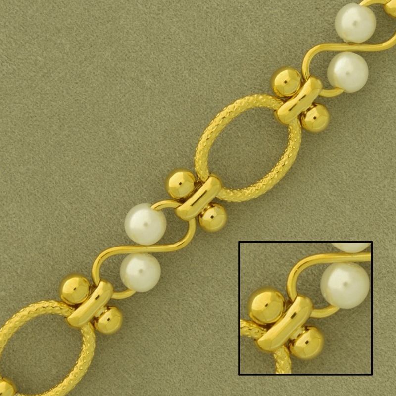 Cadena de latón con perla ancho 11,8mm
