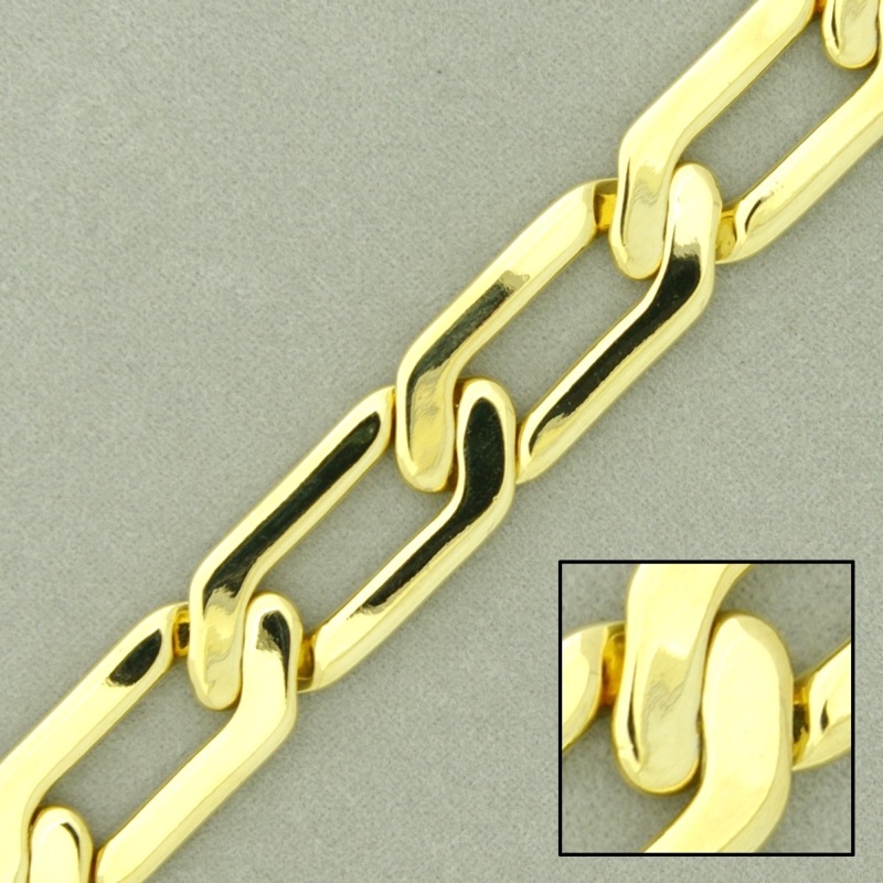 Flat curb brass chain width 10,6mm