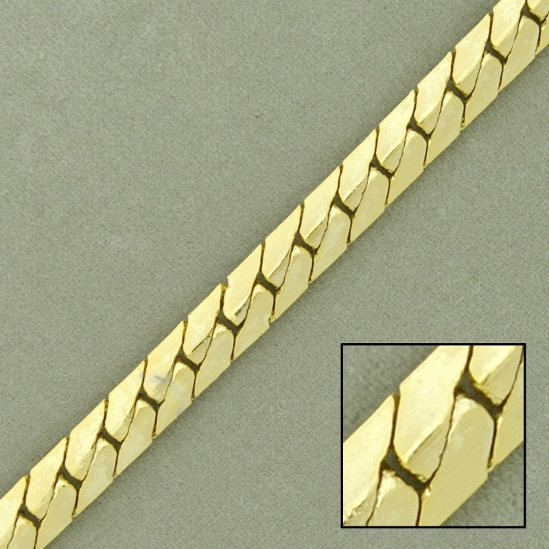 Flat curb brass chain width 5,8mm