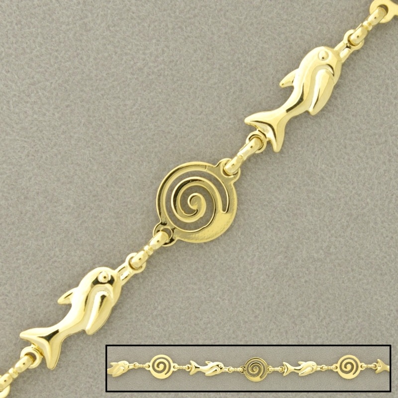 [922231000] Cadena de latón pez y espiral ancho 10mm