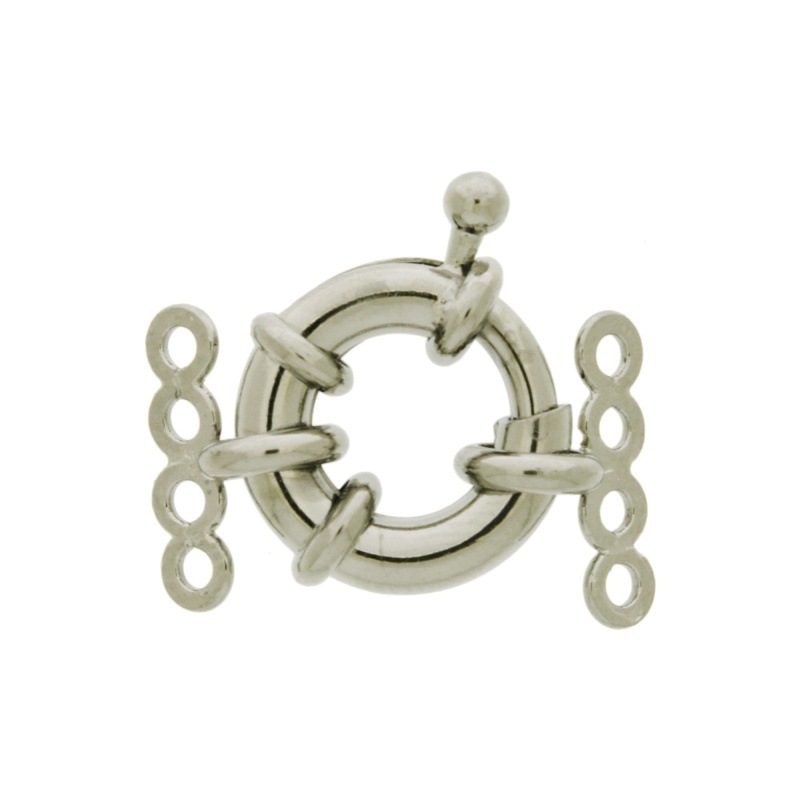 Spring ring clasp Ø 14mm + 2 ends with 4 strands