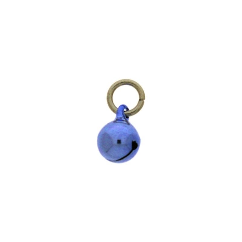 [123320898] Jingle bell Ø 8mm blue colour with round jump ring Ø7x wire Ø1,2mm assembled.