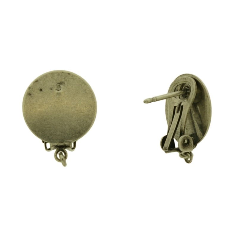 [631211400] Boucle d'oreille clip plateau Ø 14mm avec anneau et tige