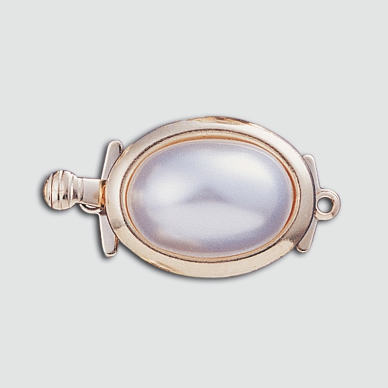 Fermoir de collier 14x25mm avec perle oval à  fond plat 10x14mm