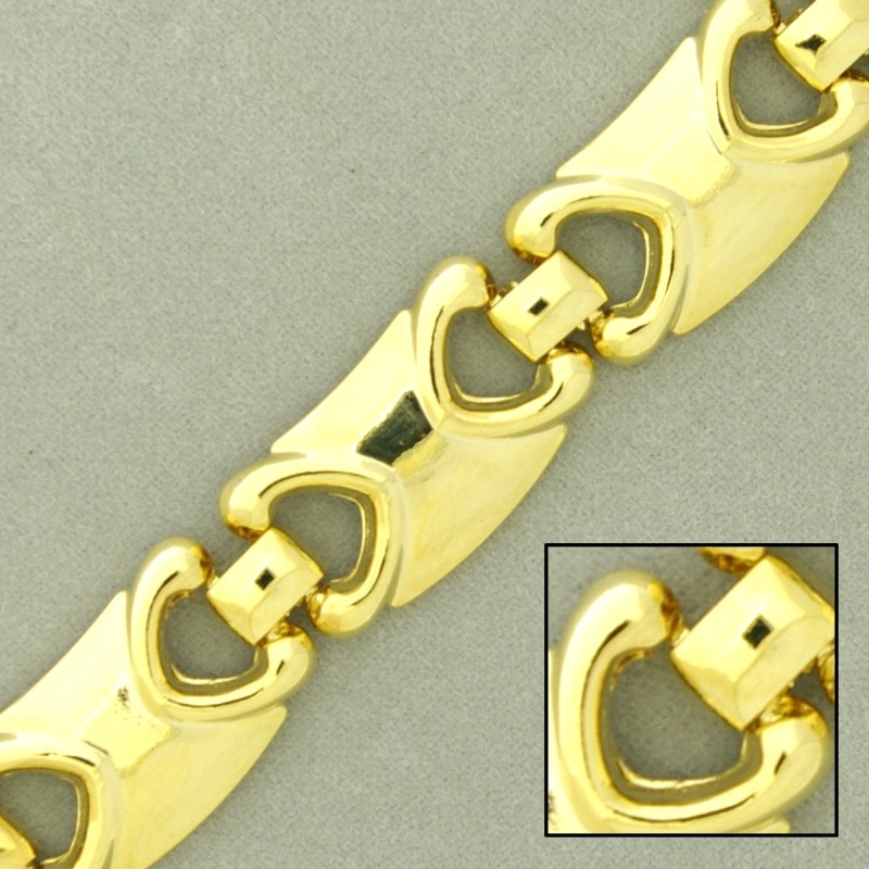Cadena de latón ancho 12,8mm. Eslabón de chapa.